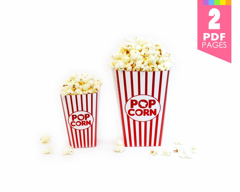 Movie Night Popcorn Boxes High Quality Printable PDF Pages INSTANT DOWNLOAD image 2