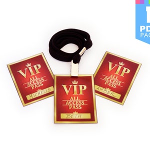 Hollywood VIP Name Tags, for Red Carpet Birthday Party Event High Quality Printable PDF Pages INSTANT badge download image 2