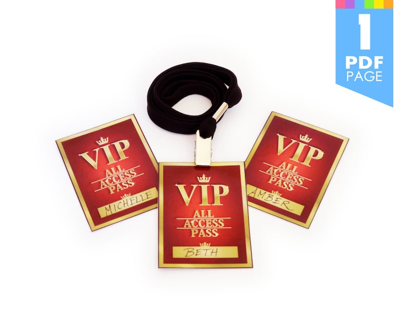 Hollywood VIP Name Tags, for Red Carpet Birthday Party Event High Quality Printable PDF Pages INSTANT badge download image 2