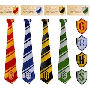 Wizard ties, Badges, Sorting hat tokens + Reverse iron-ons & Sorting hat - DIY Digital prints  |  6+ PDF Templates  |  Instant download