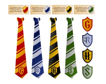Wizard ties, Badges, Sorting hat tokens + Reverse iron-ons & Sorting hat - DIY Digital prints  |  6+ PDF Templates  |  Instant download