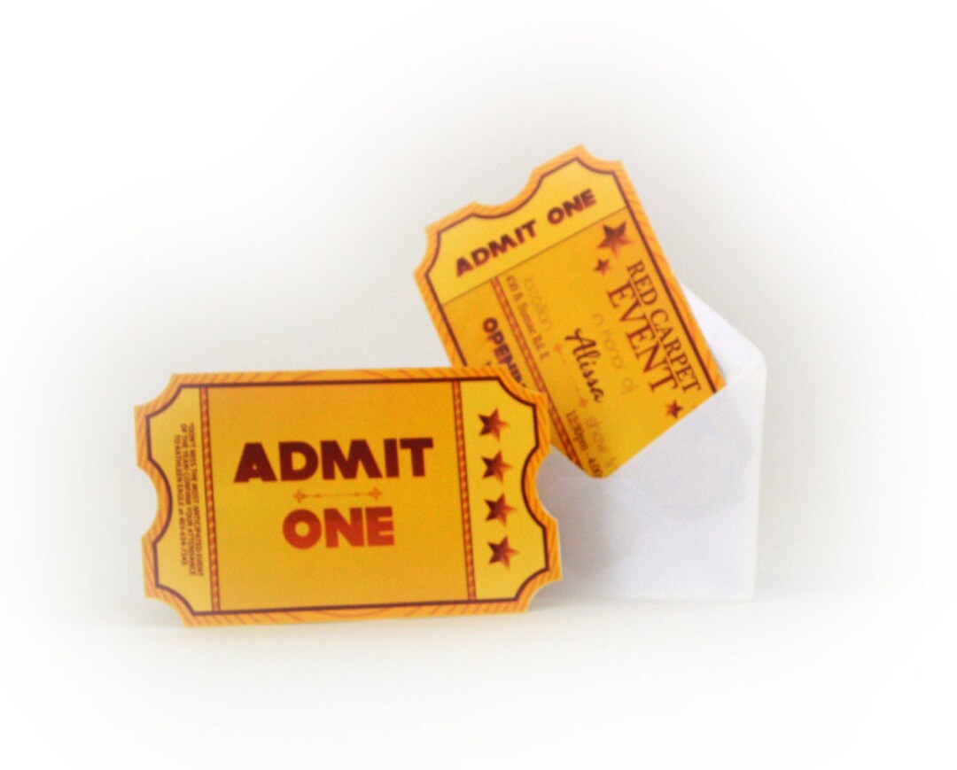 Red Carpet Movie Ticket Birthday Party Invite Admit One Etsy