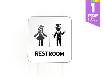 Magician Restroom Template - Wizard Bathroom Door Sign - High Quality Printable PDF - INSTANT DOWNLOAD