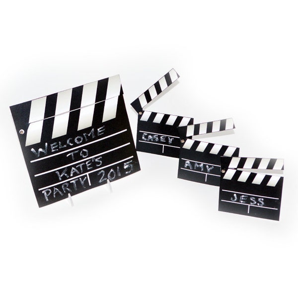 Hollywood Clapperboard - Red Carpet Movie Night - Name Cards - Movie Table Signs (Printable PDF Pages) - INSTANT DOWNLOAD