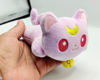 Pink Pastel Magical Girl Inspired Mini Cat Plush Kawaii Plushie Mini Palm Sized Plush