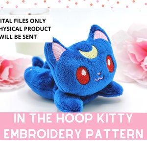 In the Hoop Plush Pattern | Lunar Kitty | Includes Various Sizes 5x7 4x4| ITH Plushie Embroidery Machine Pattern