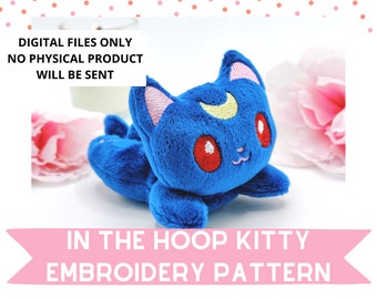 In the Hoop Plush Pattern | Lunar Kitty | Includes Various Sizes 5x7 4x4| ITH Plushie Embroidery Machine Pattern