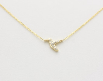 14k Gold Diamond Hummingbird Necklace 14k Gold – Dainty Bird Pendant, Gold Animal Charm, Fine Jewelry Gift for Her, Nature Necklace