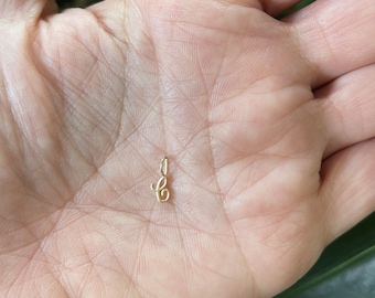 14k Gold Initial Script Pendant: Dainty Cursive Letter Charm