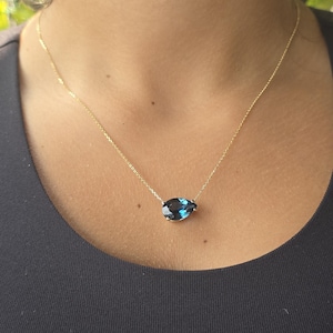 14k Gold London Blue Topaz Necklace • 4.49ct Pear Shape Gemstone Pendant • December Birthstone Jewelry • Natural Blue Topaz Gift