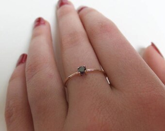 dainty black diamond ring