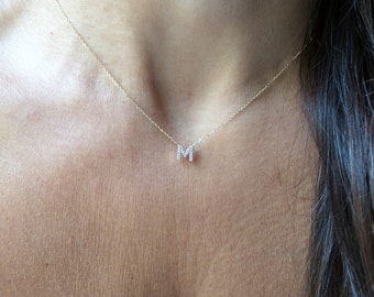 initial necklace gold diamond