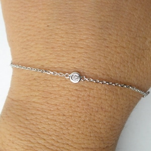 Diamond Bracelet / 14k Gold Diamond Station Bracelet 0.15cts / Bridal Diamond Bracelet / Everyday Diamond Bracelet / Dainty Diamond Bracelet image 5