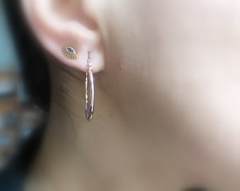 Hoop Earrings / 14k Rose Gold Hoop Earrings 1 inch / Gold Round Hoop Earrings / 14K Gold Hoop Earrings / Everyday Gold Hoop Earrings /Medium