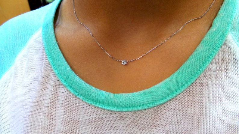 Diamond Solitaire Necklace 14k Gold Diamond Necklace Dainty Diamond Necklace Floating Diamond Necklace Gold Diamond Necklace Bridal