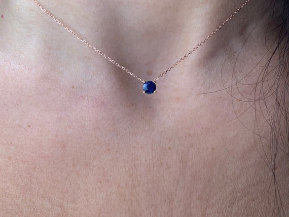 14k Rose Gold Sapphire Necklace 