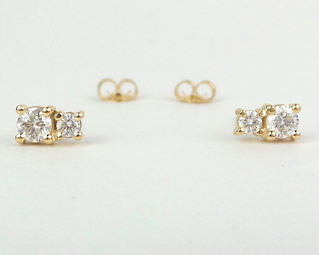 Boucles D'oreilles Diamants 0,40 Carats Or 14k - Clous, Ronds Brillants, Couleur G, Clarté SI1, Neuves