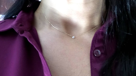 Diamond Necklace 14k Gold Diamond Necklace Diamond Solitaire