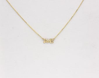 Personalized Name Plate Necklace / 14k Gold Name Necklace / Bridesmaid Gift / Personalized Gift / Custom Name / Tiny Name