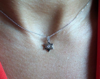 Star of David Necklace / 14k White Gold Star of David Pendant / Diamond Star of David / 14k Star of David Necklace / Dainty  Star of David