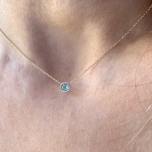 Aquamarine Necklace 0.25ct / 14k Gold Aquamarine Necklace / Aquamarine Solitaire Bezel Necklace / March Birthstone Necklace / AAA Quality