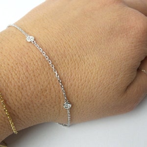 Diamond Bracelet / 14k Gold Diamond Station Bracelet 0.15cts / Bridal Diamond Bracelet / Everyday Diamond Bracelet / Dainty Diamond Bracelet image 4