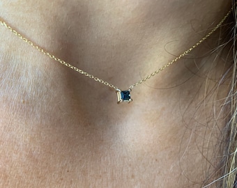 Sapphire Necklace / 14k Gold Sapphire Necklace / Prong Set Sapphire Necklace / September Birthstone / Ceylon Sapphire Necklace /RealSapphire