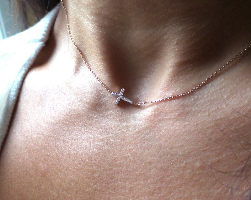 Diamond Cross Necklace 14-Karat Rose Gold - Karina Constantine jewellery –  Karina Constantine Store
