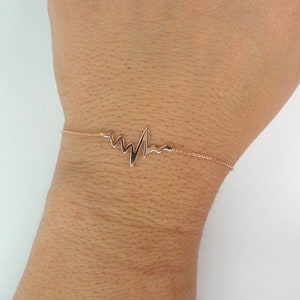 14k Rose Gold Heartbeat Bracelet: EKG Cable Chain