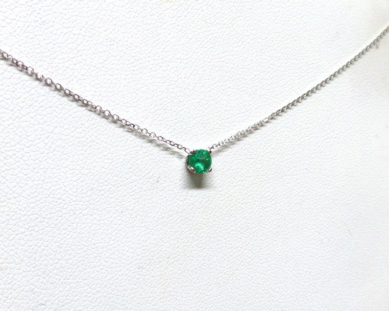 Emerald Necklace / 14k Gold Emerald Solitaire Necklace / Etsy