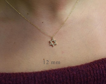 Star of David Necklace / Diamond Star of David Necklace / 14k Rose Gold Star of David Necklace / Solid 14k Gold Star of David / Religious