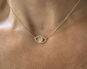 Evil Eye Necklace / Gold Evil Eye Necklace / 14k Gold Evil Eye Necklace / Solid Gold Evil Eye / Layering Evil Eye Necklace