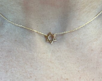 Star of David Necklace / 14k Gold Star 