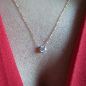 Diamond Necklace / 14k Gold Diamond Necklace 0.50ct / Diamond Solitaire Necklace / Prong Set Diamond Solitaire / Bridal Necklace