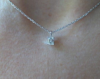 Emerald Cut Diamond Necklace0.22 cts VS1 I Color / Diamond Necklace / 14k Gold Emerald Cut Diamond / Bridal Diamond Necklace / Anniversary