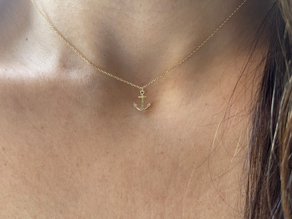 Buy 14K Gold Anchor Necklace, Tiny Gold Anchor Pendant, Anchor Choker Gold,  Ship Anchor Charm, Women's Pendant, Birthday Gift for Her Online in India -  Etsy