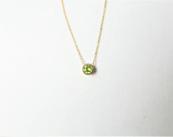Peridot Necklace 0.25CT / 14k Gold Peridot Necklace / August Birthstone Necklace / Green Peridot BirthStone Necklace / Peridot Solitaire