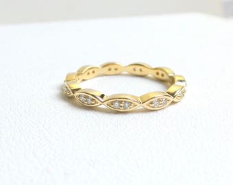Diamond Eternity Band Yellow Gold 14k/ Gold Diamond Eternity Ring/ Gold Stackable Ring/ Diamond Stackable Ring/Diamond Wedding Band/Infinity