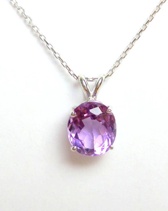 Amethyst Necklace Sterling Silver/ Genuine Amethyst Pendant/ Sterling ...