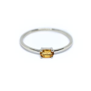 Yellow Topaz Ring 5 BY 3 MM/ 14k Gold Yellow Topaz Solitaire Ring / Oval Yellow Topaz / November Birthstone Ring