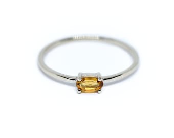 Yellow Topaz Ring 5 BY 3 MM/ 14k Gold Yellow Topaz Solitaire Ring / Oval Yellow Topaz / November Birthstone Ring