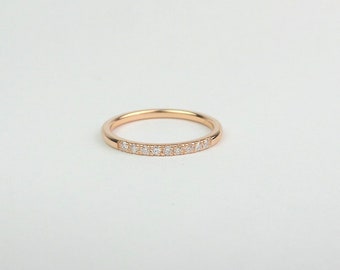 Diamond Ring / Diamond Wedding Ring / 14k Rose Gold Diamond Ring / Diamond Stackable Ring / Thin Diamond Ring / Dainty Diamond Ring