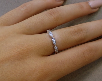 Diamond Wedding Band 14k White Gold/ White Gold 14k Diamond Wedding Band 0.35cts VS2 Clarity G Color/ Stackable Bands