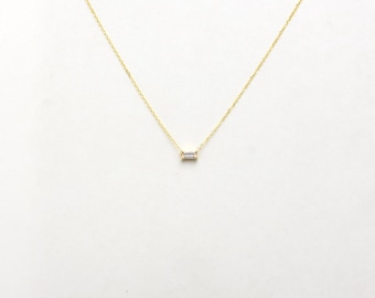 Diamond Necklace / Diamond Baguette Necklace 0.10ct / 14k Gold Diamond Necklace / Bridal Diamond Baguette Necklace / Layering Diamond