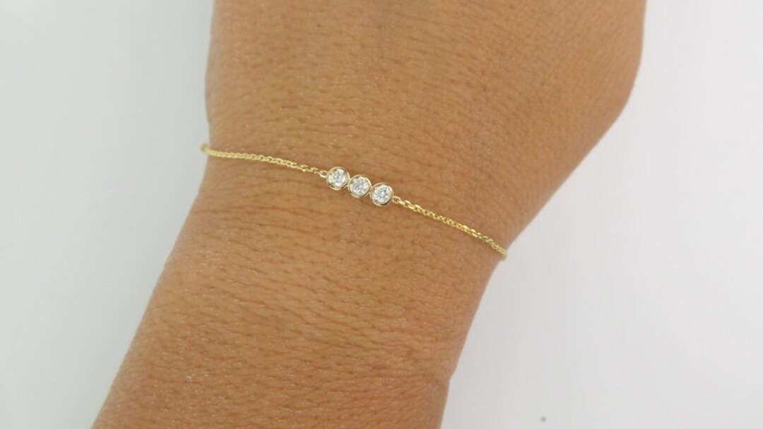 Diamond Bracelet 0.15CTS / Diamond Bezel Bracelet / 14k Gold Diamond