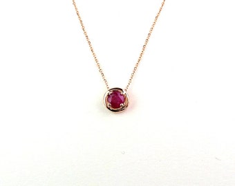 Ruby Necklace / 14k Rose Gold Ruby Necklace 0.43ct / Minimalist Ruby Necklace / Dainty Ruby / Gold Ruby Necklace / July Birthstone /Red Ruby