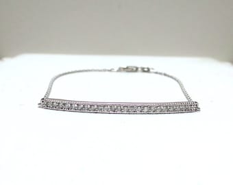 Diamond Bar Bracelet / 14k White Gold Diamond Bracelet /  Dainty Bar Bracelet / Minimalist Diamond Bar Bracelet / Bridal Bracelet