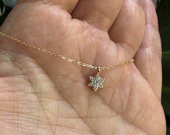 Dainty Diamond Star of David Necklace: 14k Gold, 0.15ct SI1 Clarity
