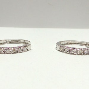 Diamond Huggies 0.45ct / 14k White Gold Diamond Hoop Earrings / Gold Large Huggie Earrings / Huggie Earrings / Statement Diamond Huggies