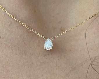 Pear Shape Diamond Necklace 0.25ct / 14k Gold Diamond Solitaire Necklace / Gold Pear Shape Diamond Necklace / Minimalist Diamond Pear Shape